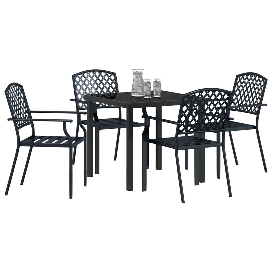 5 Delige Tuin Eetset Anthraciet Staal