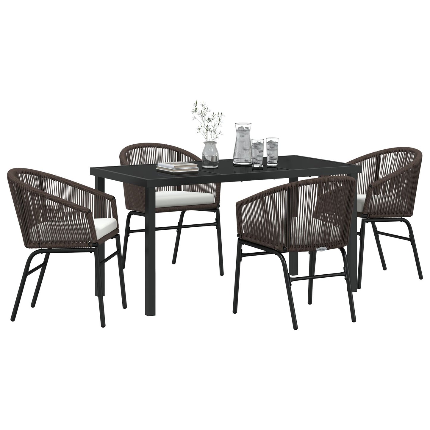 5-Delige Tuin Eetset Bruin Poly Rieten