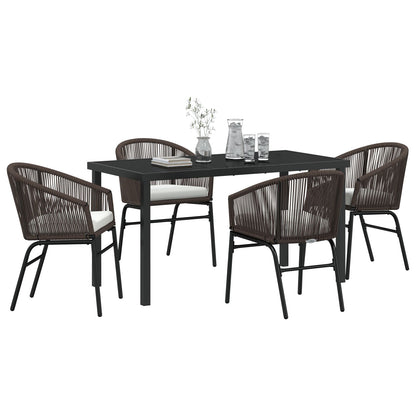 5-Delige Tuin Eetset Bruin Poly Rieten