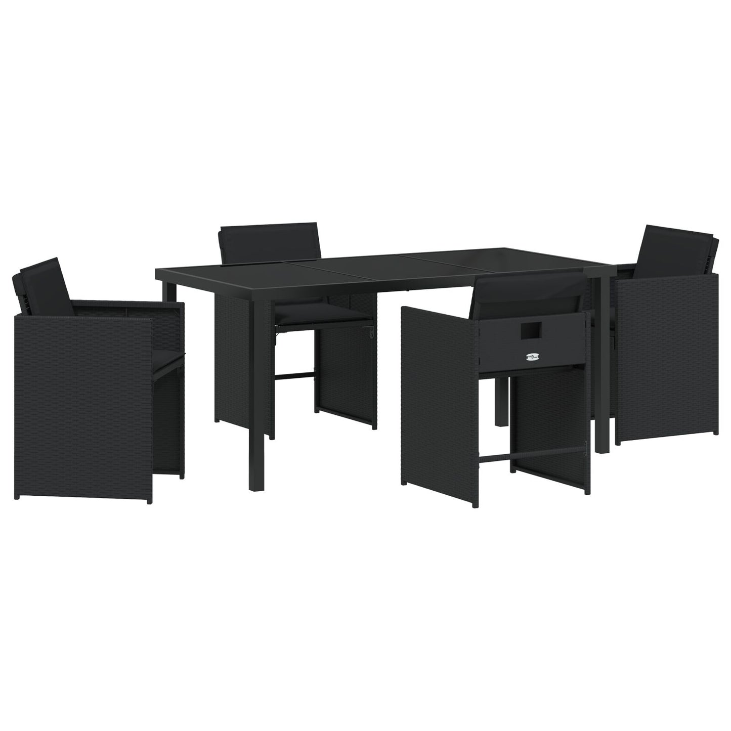 5-Delige Tuinset Met Kussens Zwart Poly Rattan