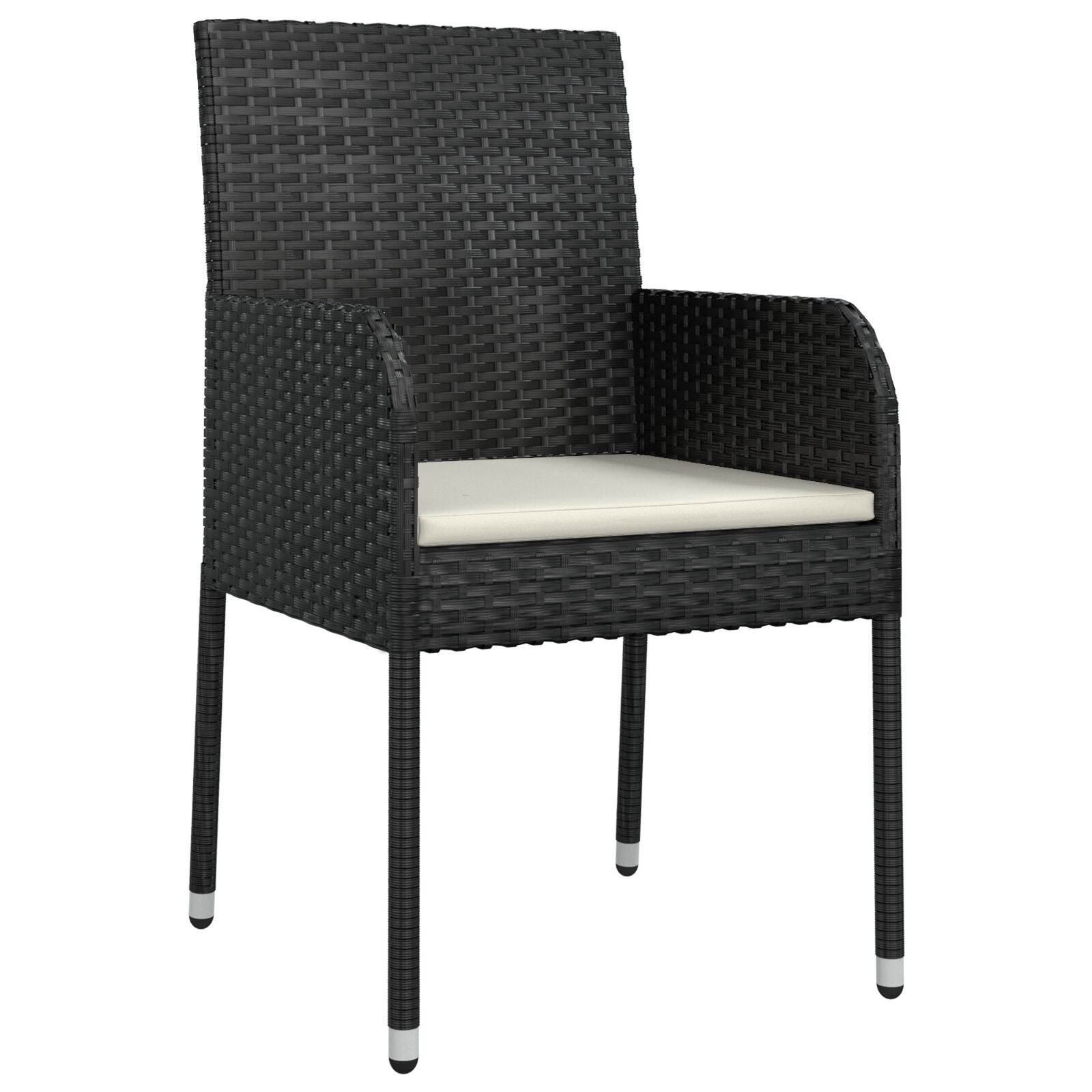 5-Delige Tuindinerset Met Kussens Zwart Poly Rattan