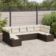 Loungeset poly rattan bruin 7-delig