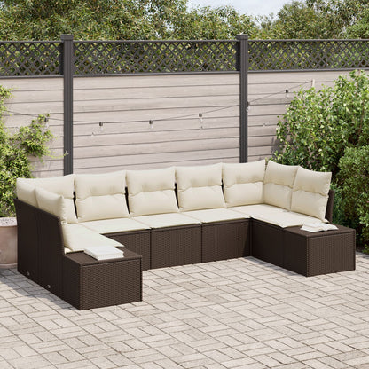 7-Delige Tuinbank Set Met Kussens Bruin Poly Rattan