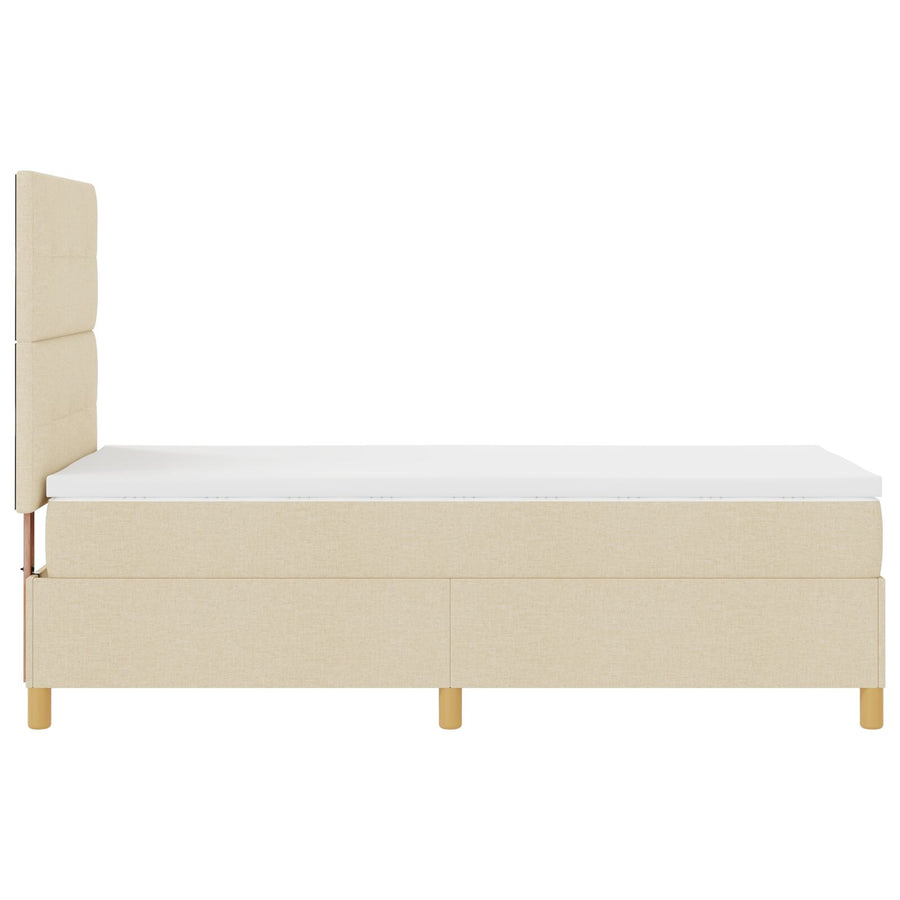 Boxspringbed Met Matras Crème 100X200 Cm Stof Blauw