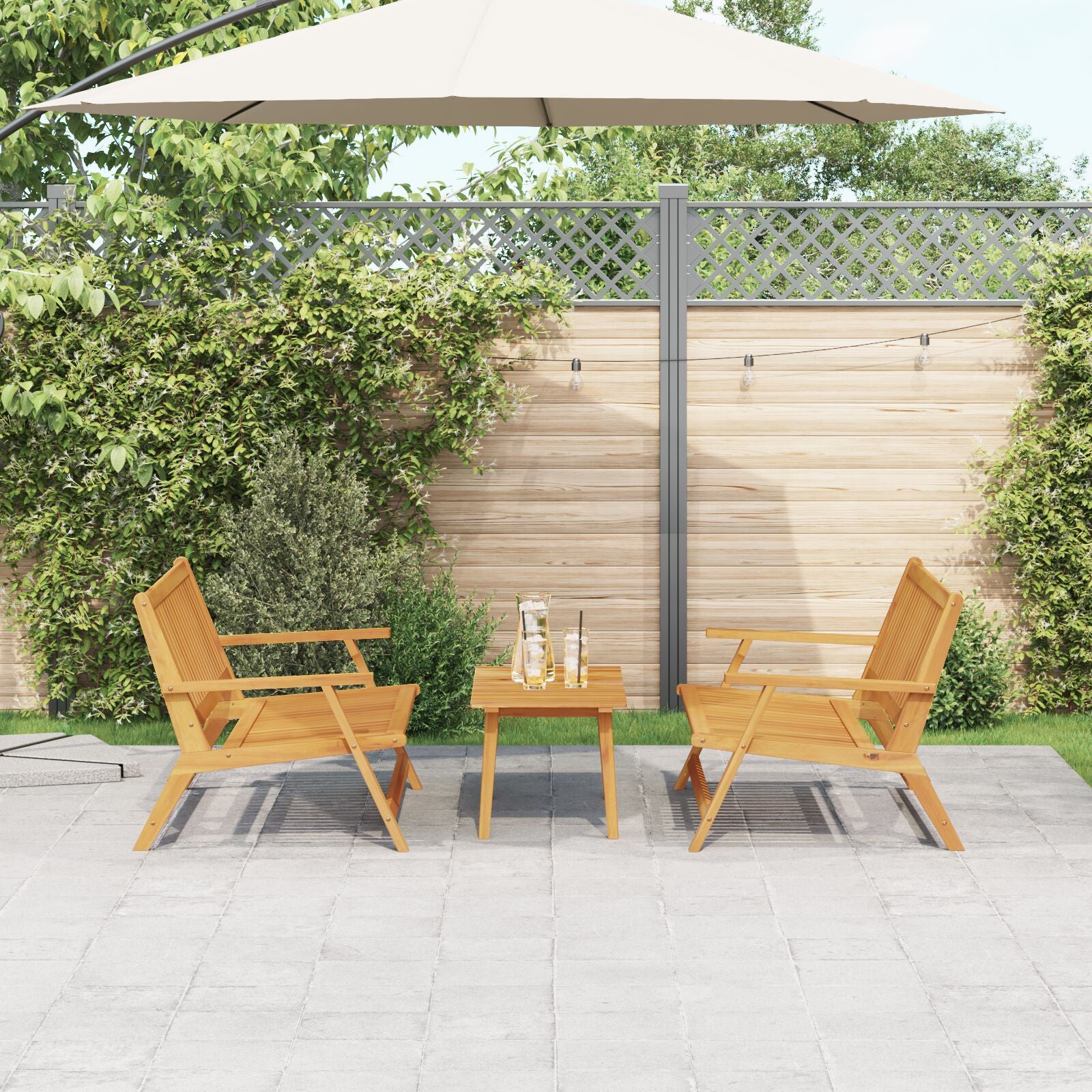 Tuinstoelen Met Tafel 3 Stuks Massief Acaciahout 2x 2-zitsstoel + tafel