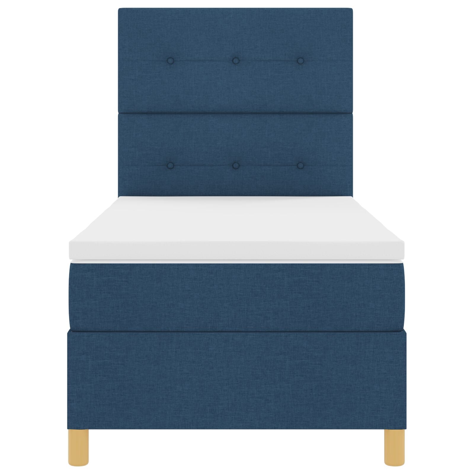 Boxspringbed Met Matras Blauw Eenpersoons Stof Blauw
