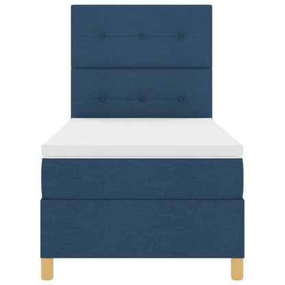 Boxspringbed Met Matras Blauw Eenpersoons Stof Blauw
