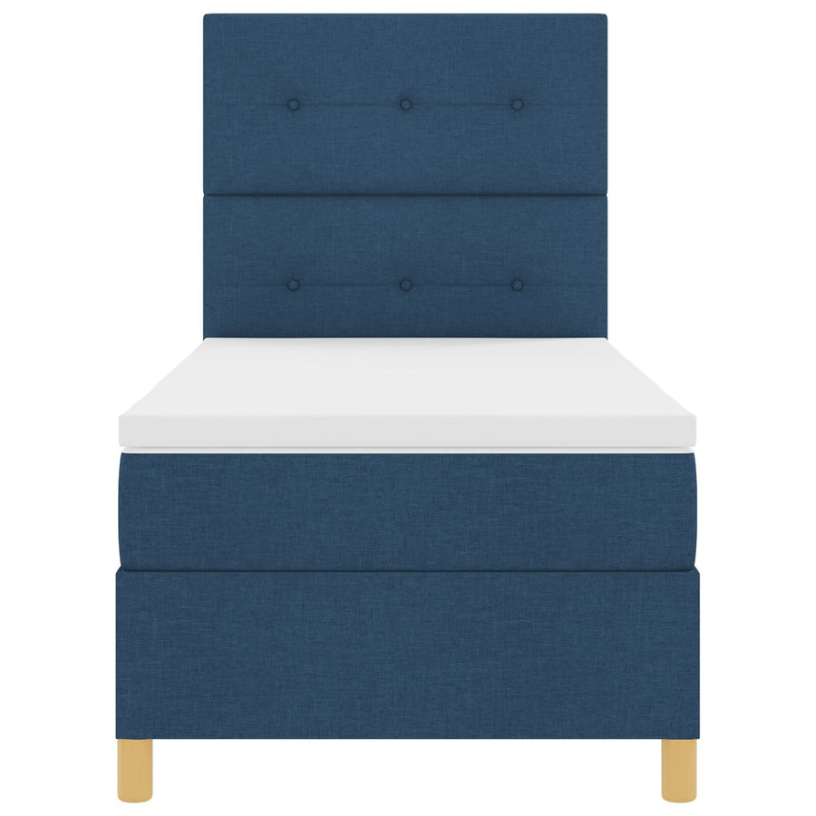 Boxspringbed Met Matras Blauw Eenpersoons Stof Blauw
