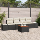 Outdoor Lounge Set with Storage 5 pcs Black and Cream poly rattan