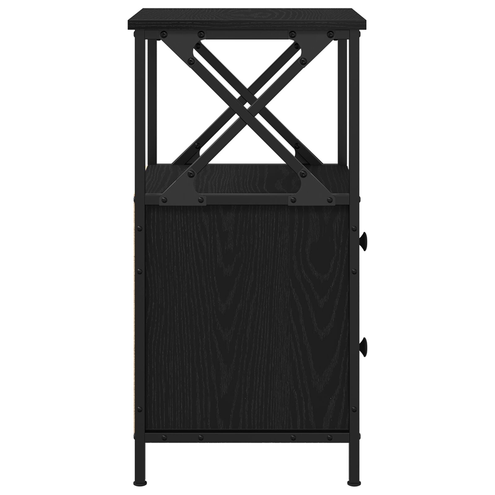 Nachtkastjes 2 Stuks Zwart Eiken 34X35,5X70 Cm Bewerkt Hout