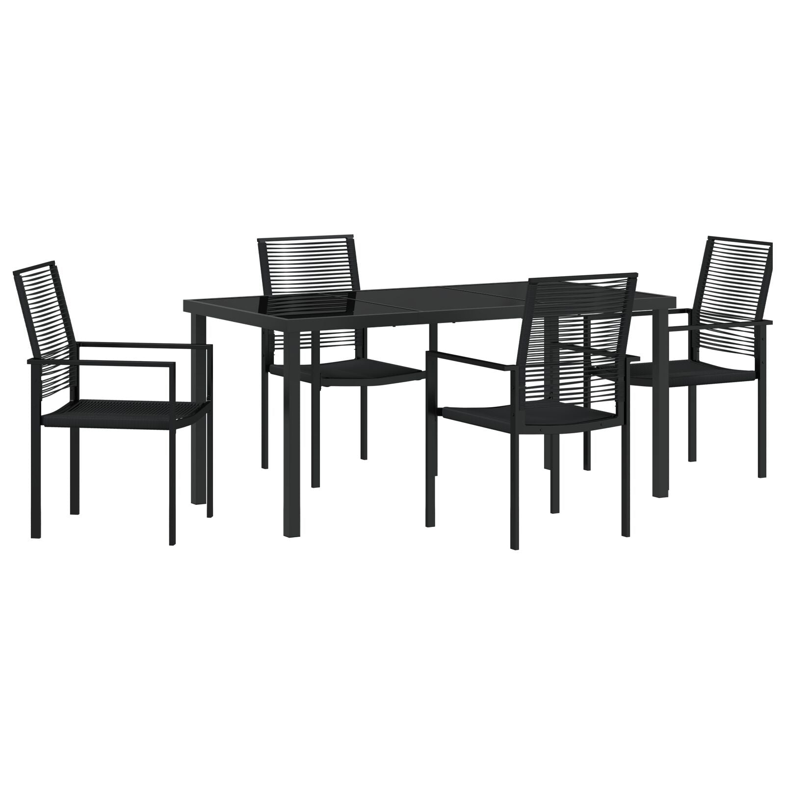 5 Delige Tuin Eetset Zwart Pvc Riet