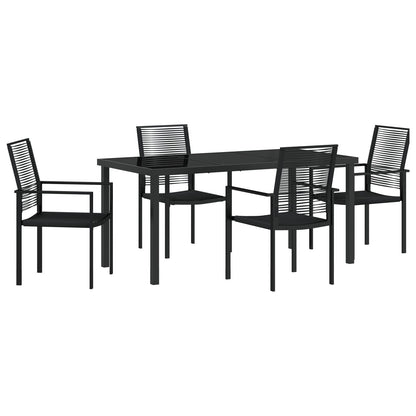 5 Delige Tuin Eetset Zwart Pvc Riet