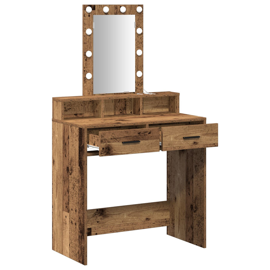 Kaptafel Met Led Verlichting - Vintage Houten Stijl, Oude hout 79 x 41 x 140 cm