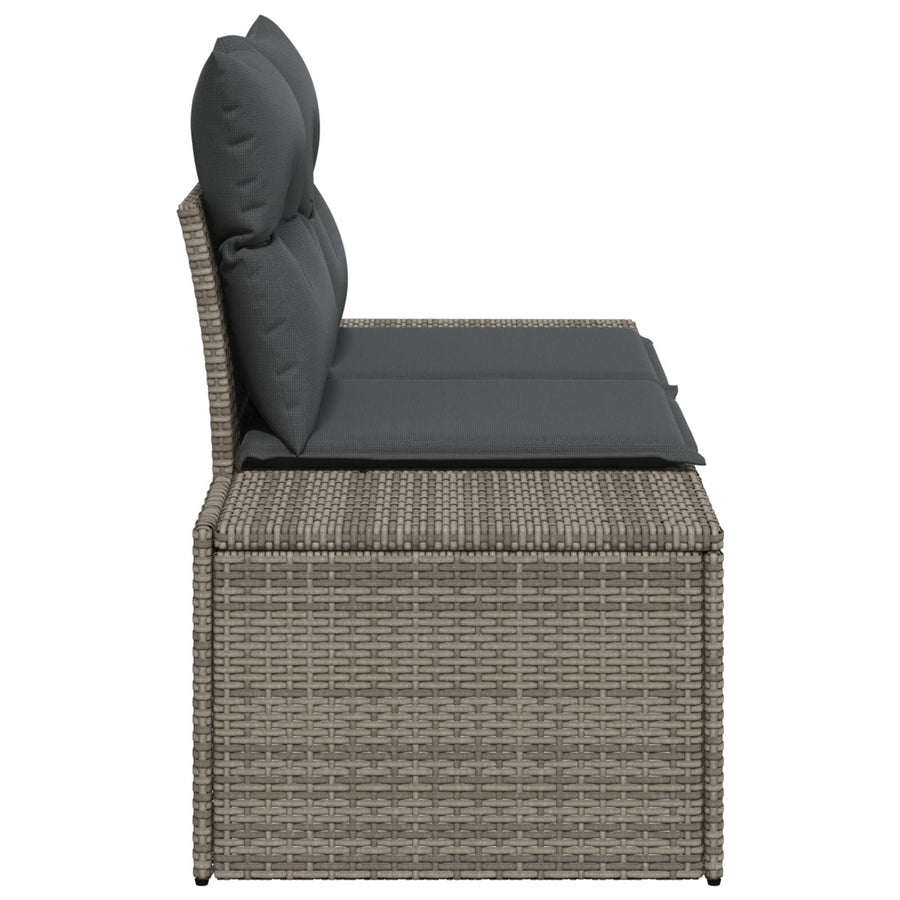 2-Persoons Tuin Sofa Met Kussens Poly Rattan Grijs geen opslag