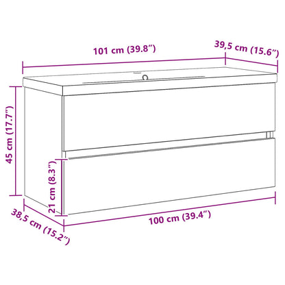 Wastafel Kast Met Ingebouwde Wastafel Zwart Eik Gefabriceerd Hout
