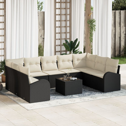 9-Delige Tuin Sofa Set Met Kussens Bruin Poly Rattan