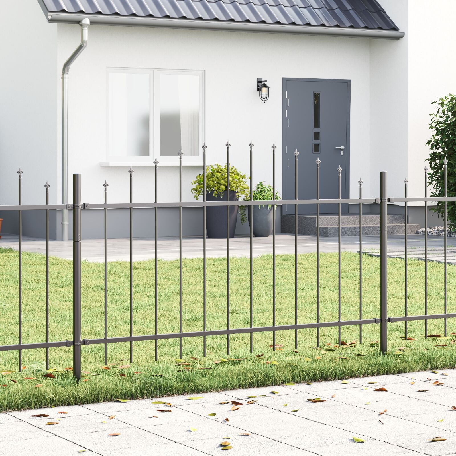 Tuinafscheiding Met Hoepel Top 5,1X1 M Staal Grijs 5.1 m 75-100 cm