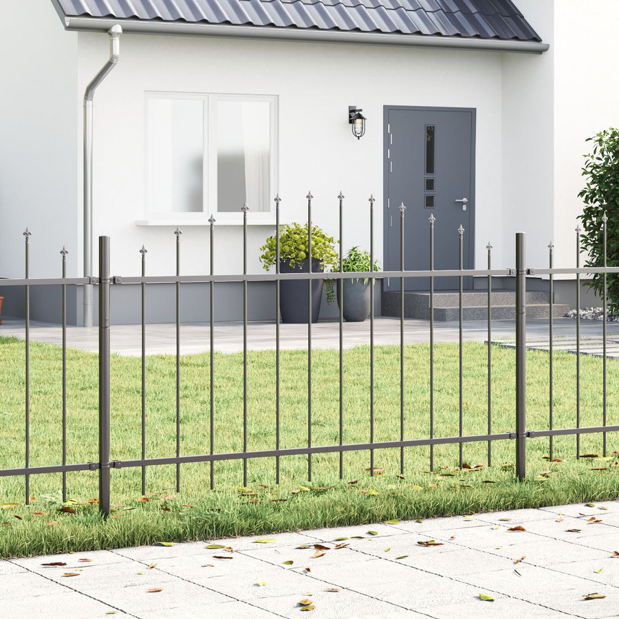 Tuinafscheiding Met Hoepel Top 5,1X1 M Staal Grijs 5.1 m 75-100 cm