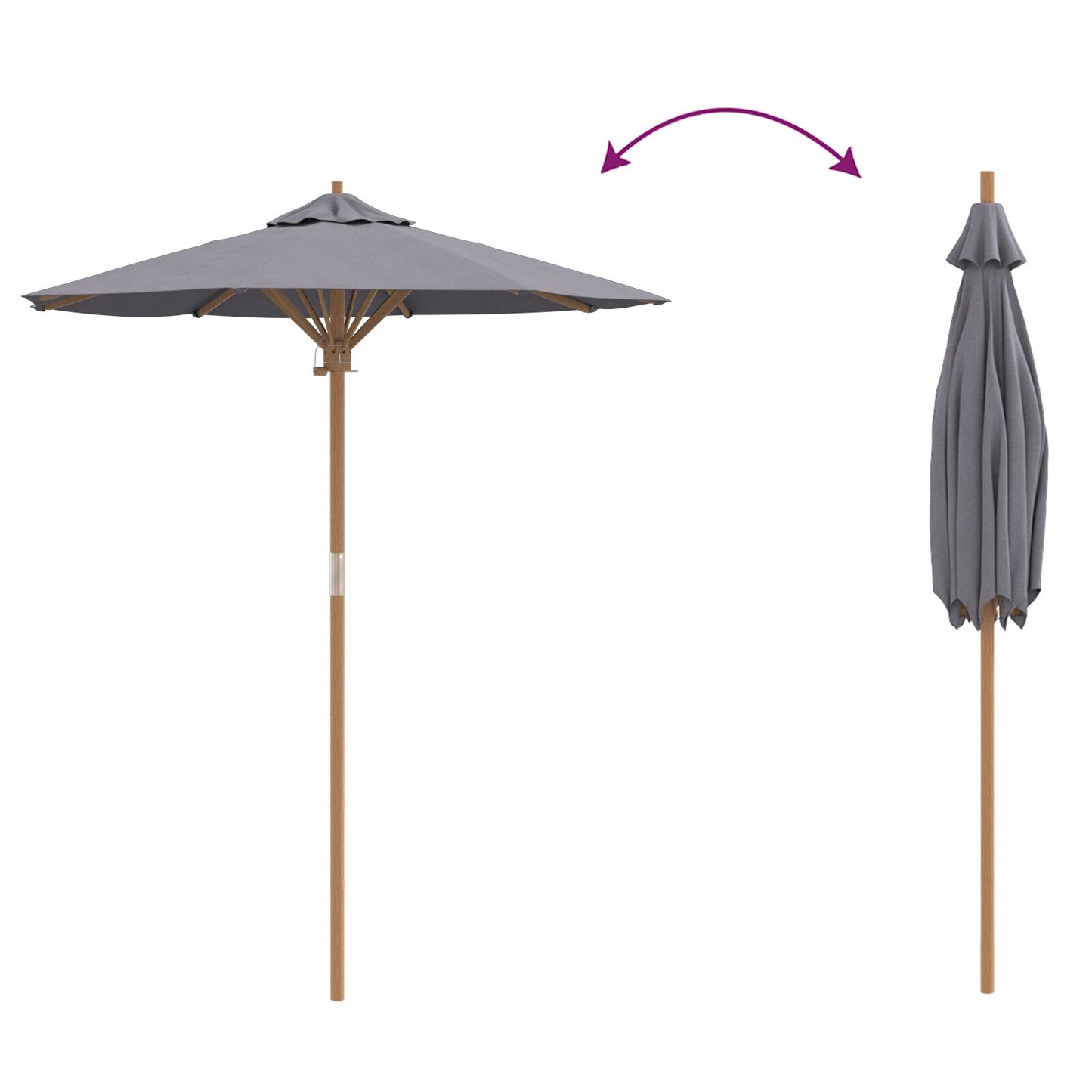 Tuinparasol 180X230 Cm Bamboe 180 x 180 x 230 cm Donkergrijs