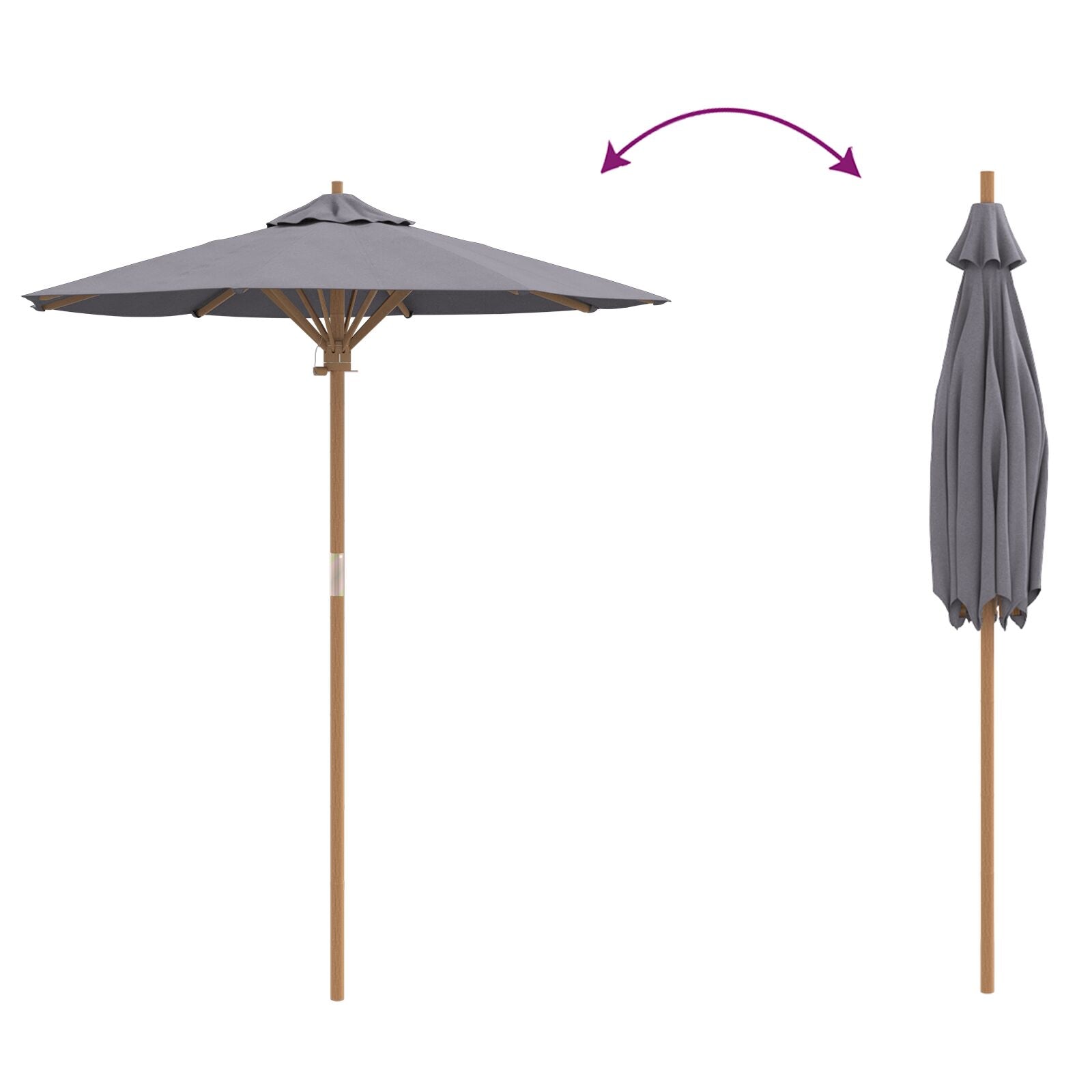 Tuinparasol 180X230 Cm Bamboe 180 x 180 x 230 cm Donkergrijs
