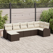Loungeset poly rotan 7 personen bruin