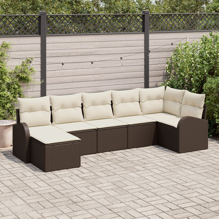 Tuin Sofa Set Set Van 7 Bruin Rattan Tuin Sofa Rechthoekig