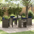 Tuinstoelenset polyrattan grijs 4 personen