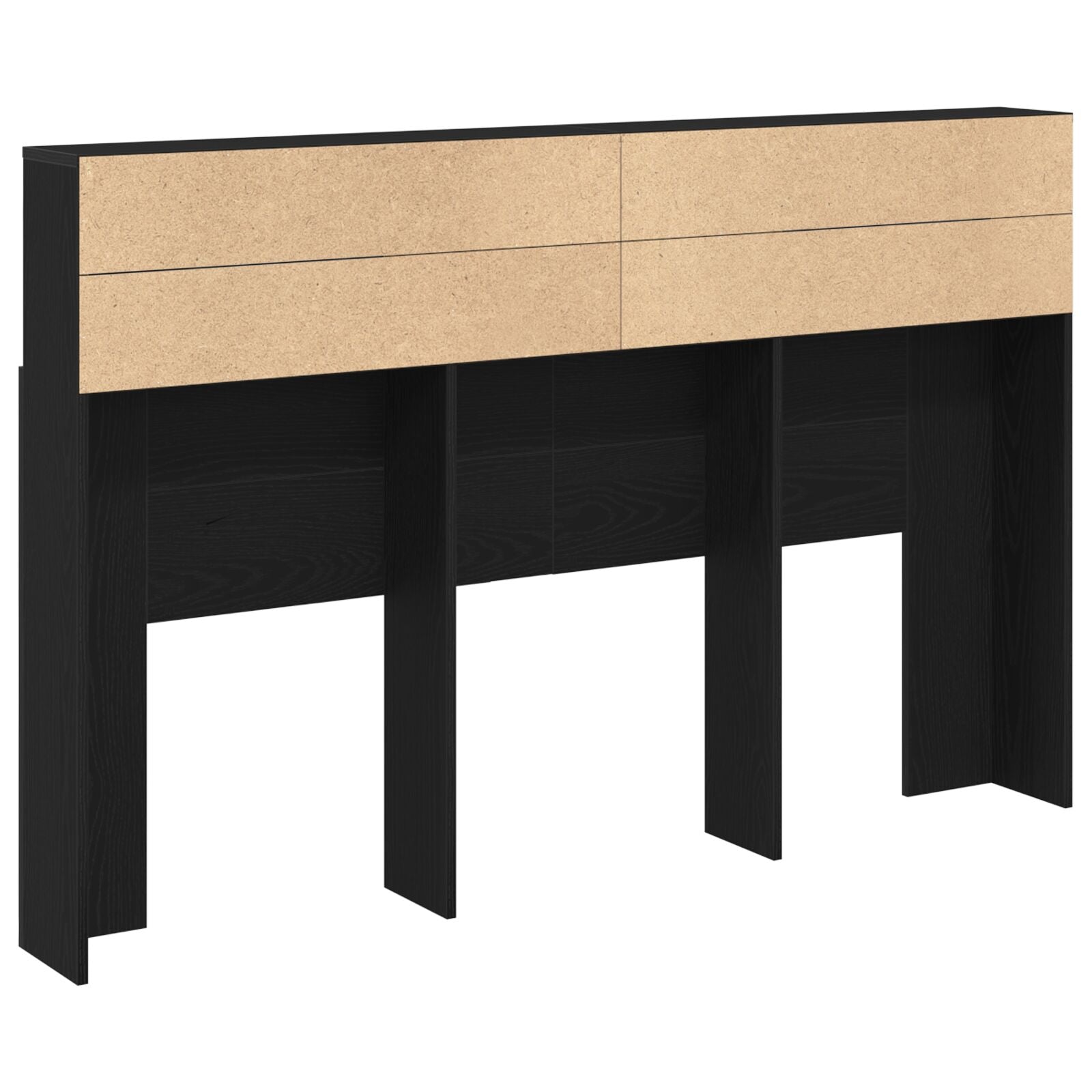 Hoofdbord Kast In Zwart Eiken - 160X19X103,5 Cm Gemaakt Van Gerecycled Hout