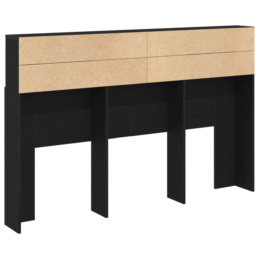 Hoofdbord Kast In Zwart Eiken - 160X19X103,5 Cm Gemaakt Van Gerecycled Hout