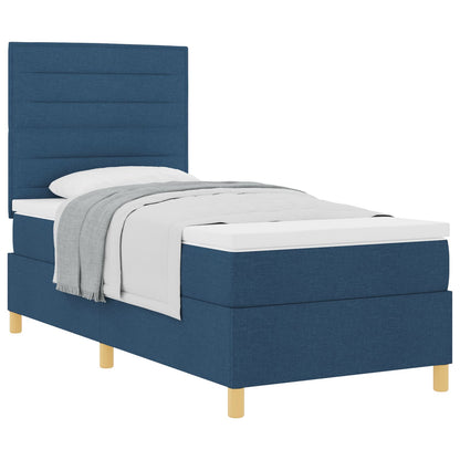 Boxspringbed Met Matras Blauw 90X200 Cm Stof Blauw