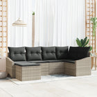 Eetset tuin 6 personen poly rattan lichtgrijs