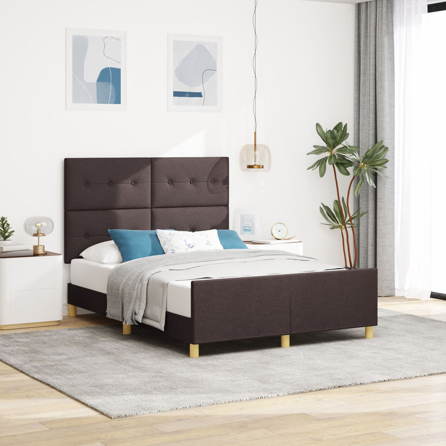 Bed Frame Donkerbruin 140X190 Cm Stof Crème