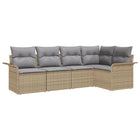 Tuinset poly rattan 5-delig beige