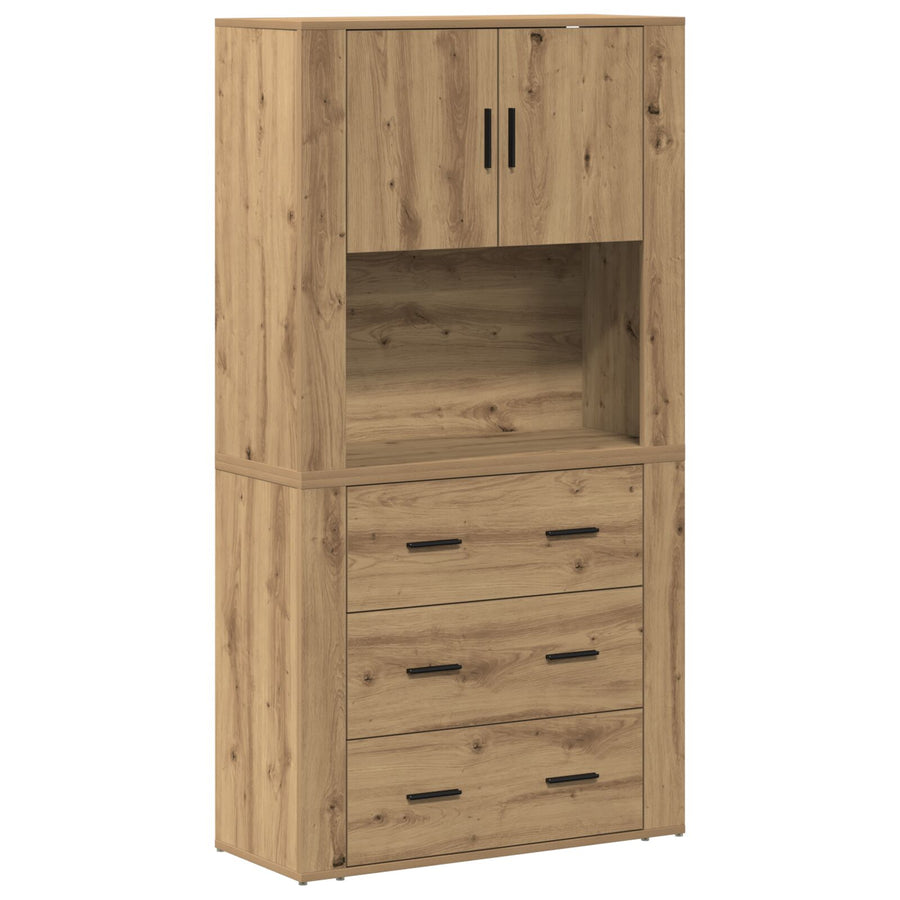 Hoogkast 80X33X150 Cm Bewerkt Hout Artisan eiken