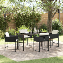 5 Delige Tuin Eettafel Set Met Kussens Zwart Poly Rattan
