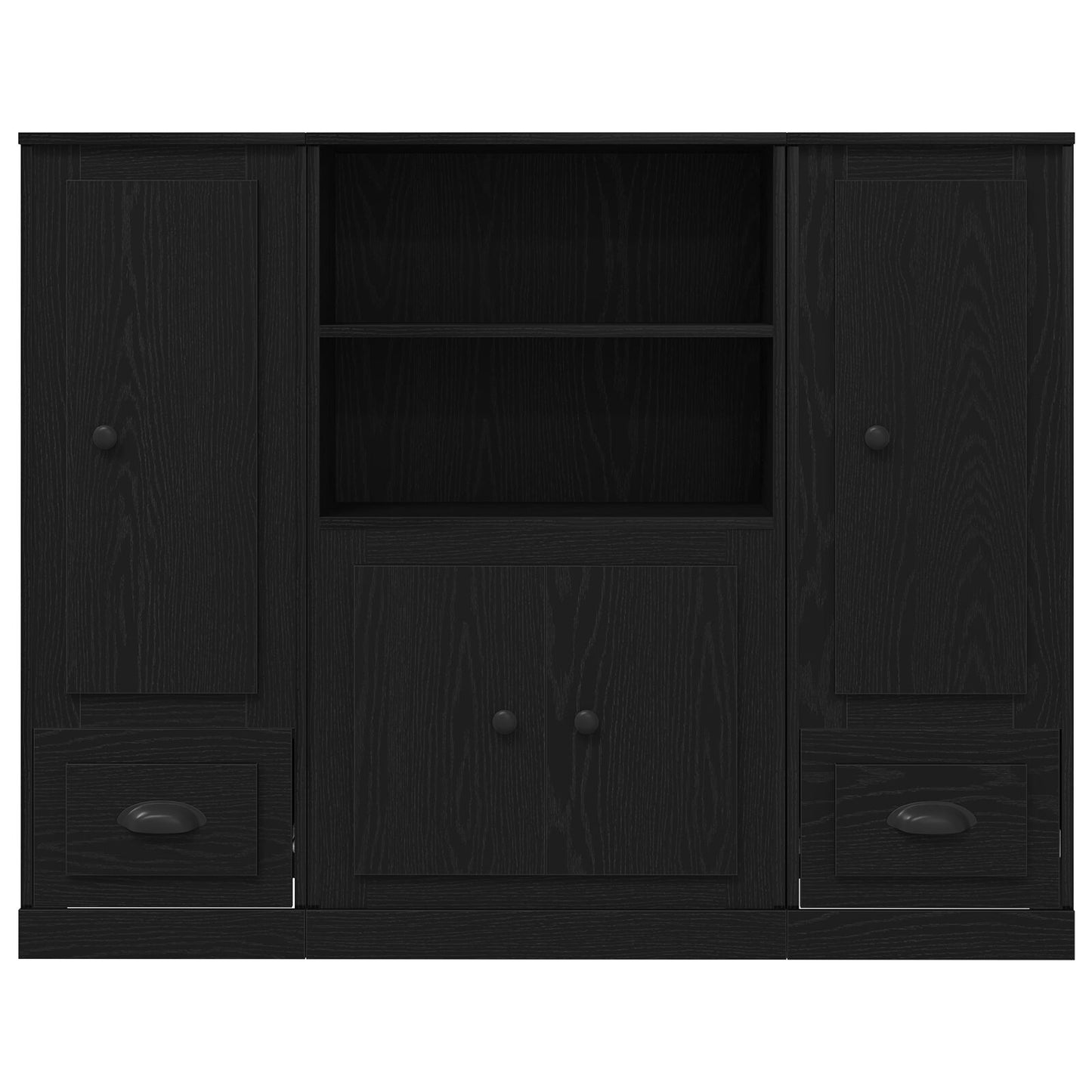 Highboard 132X35,5X103,5 Cm Gelaagd Hout Zwart eiken