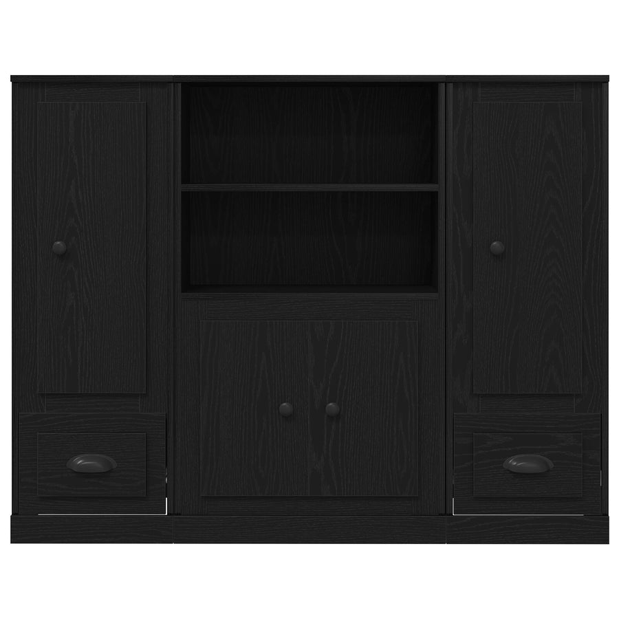 Highboard 132X35,5X103,5 Cm Gelaagd Hout Zwart eiken