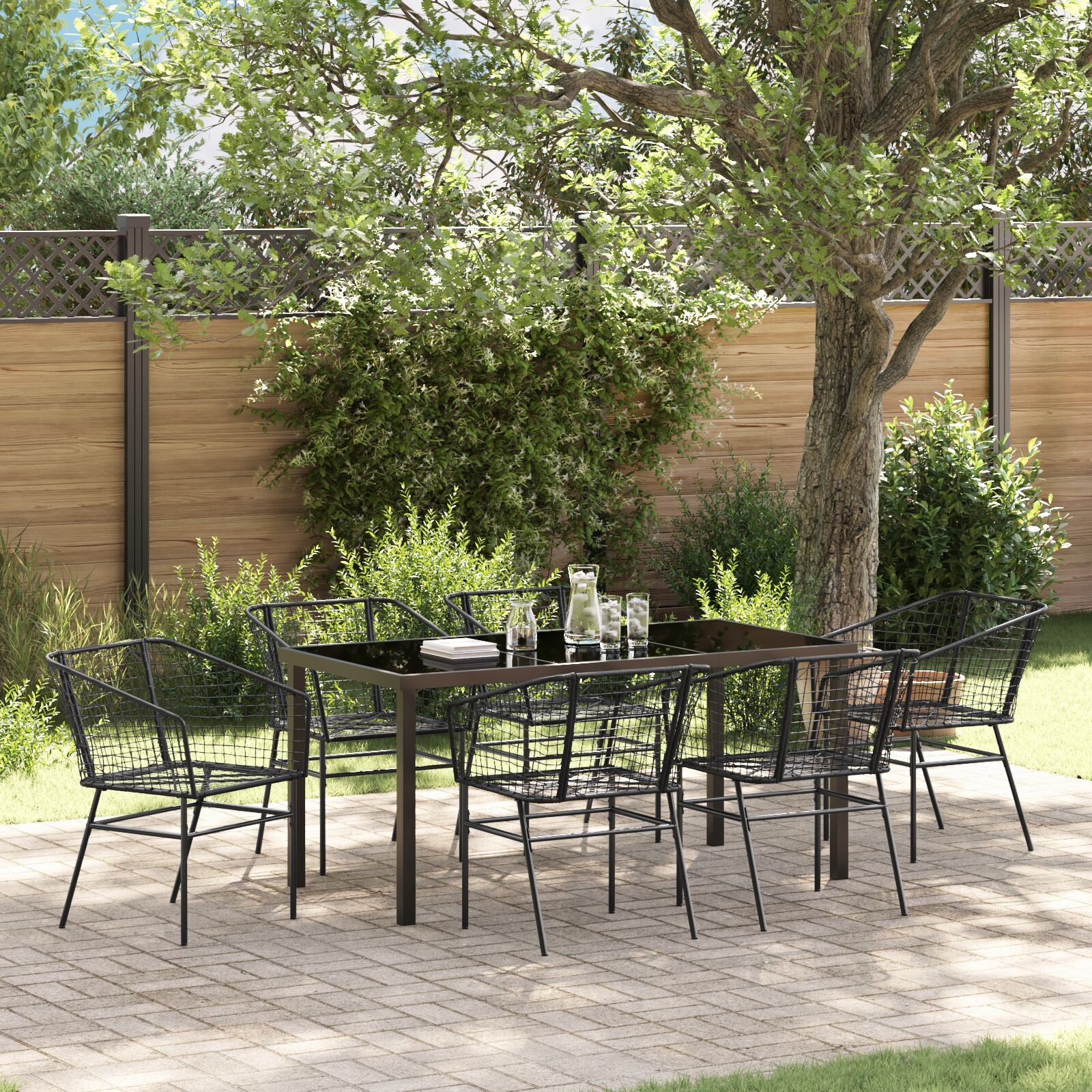 Set Van 4 Zwart Pe Rattan Middel Uv-Bestendig Tuinstoel