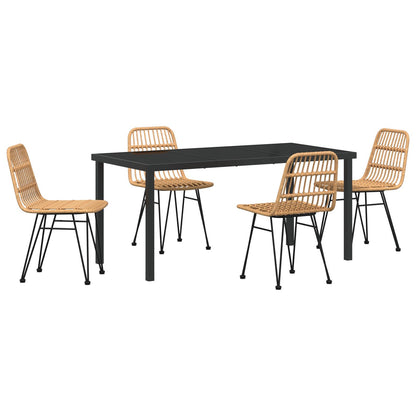 5-Delige Tuin Eetset Bruin Poly Rattan