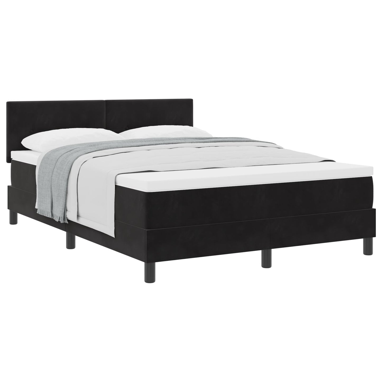 Boxspring Bed Met Matras Zwart 140X200 Cm Fluweel Blauw