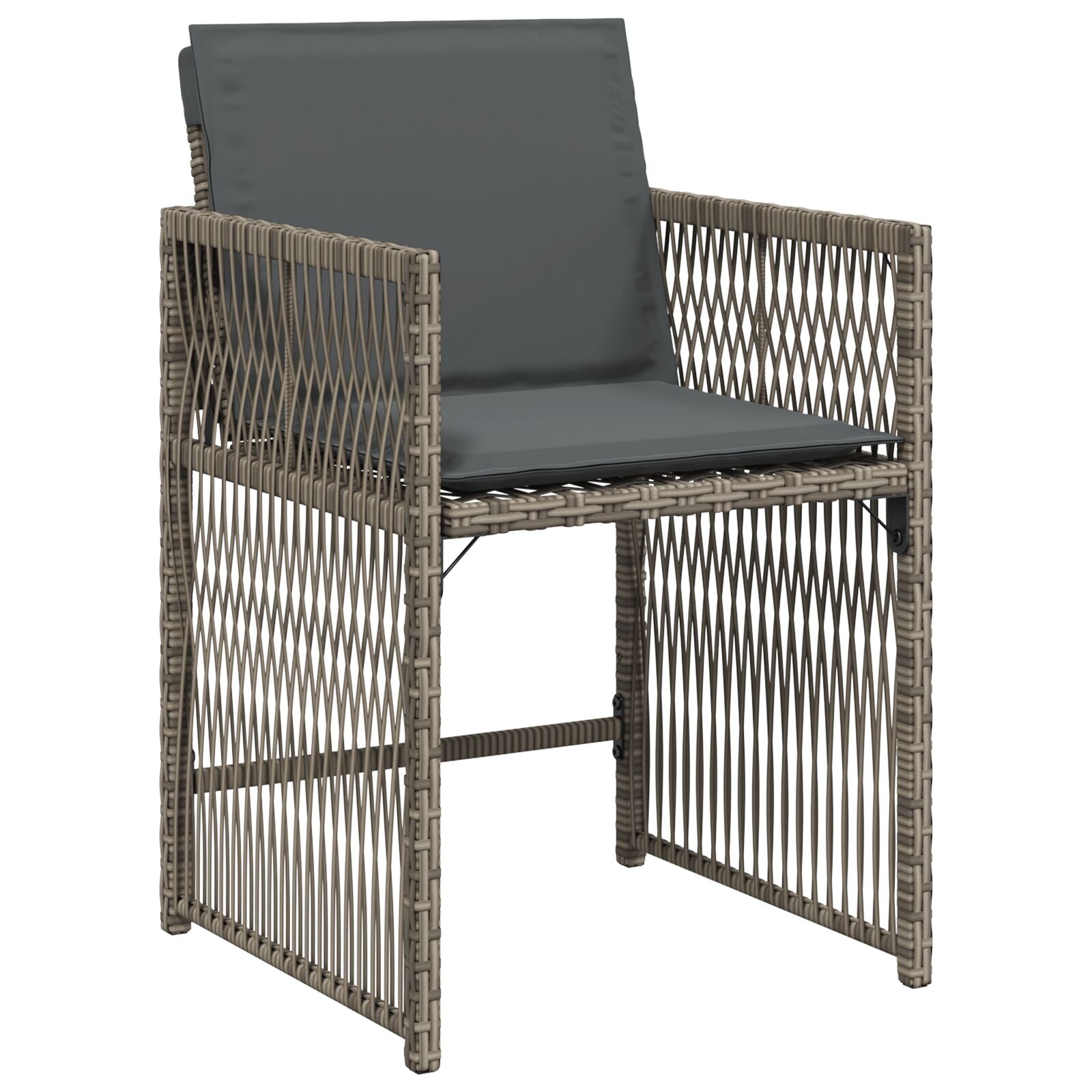 5-Delige Tuin Eettafelset Met Kussens Grijs Poly Rattan