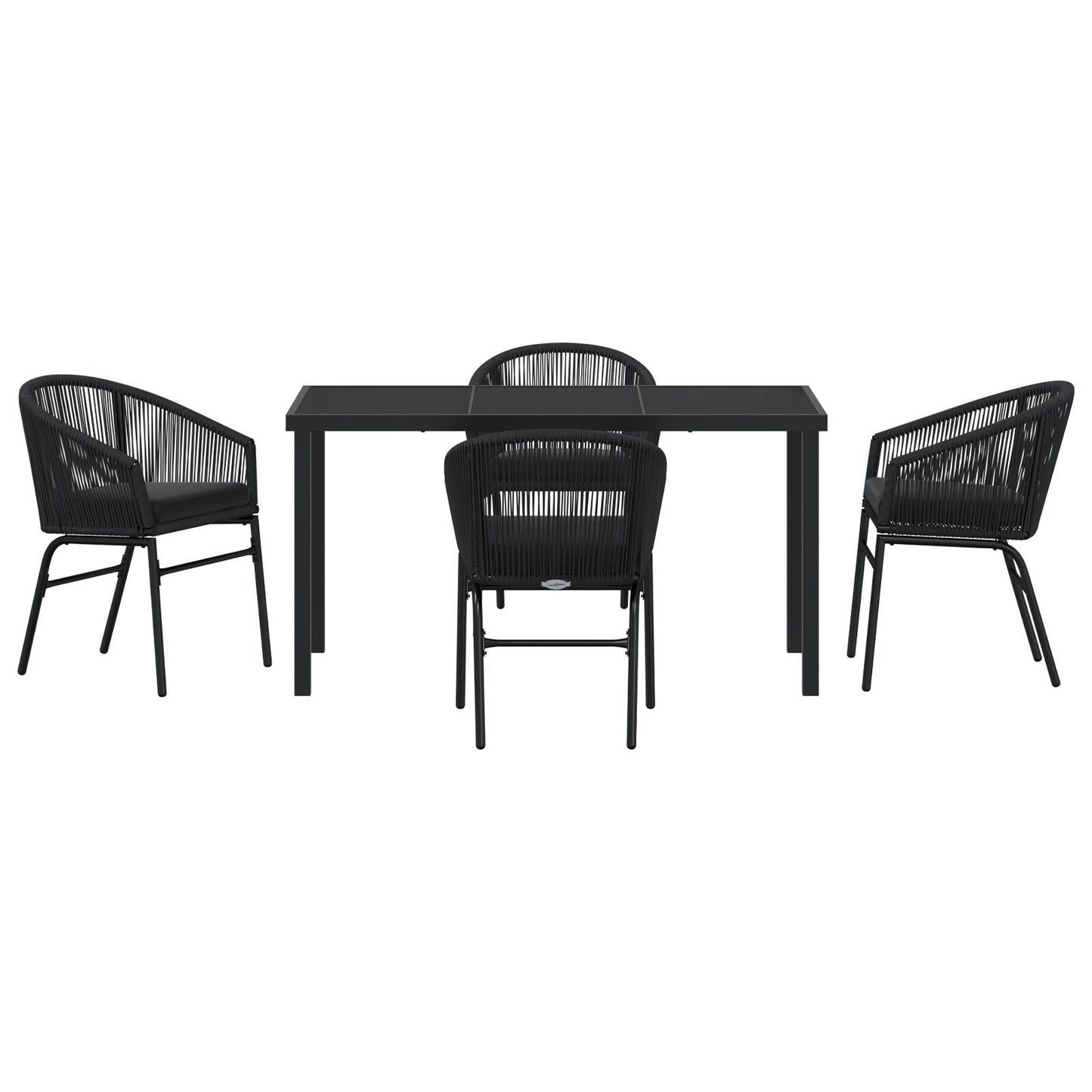 5-Delige Tuin Eetset Zwart Poly Rattan