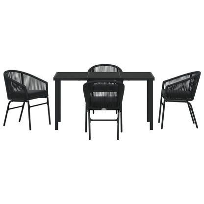 5-Delige Tuin Eetset Zwart Poly Rattan