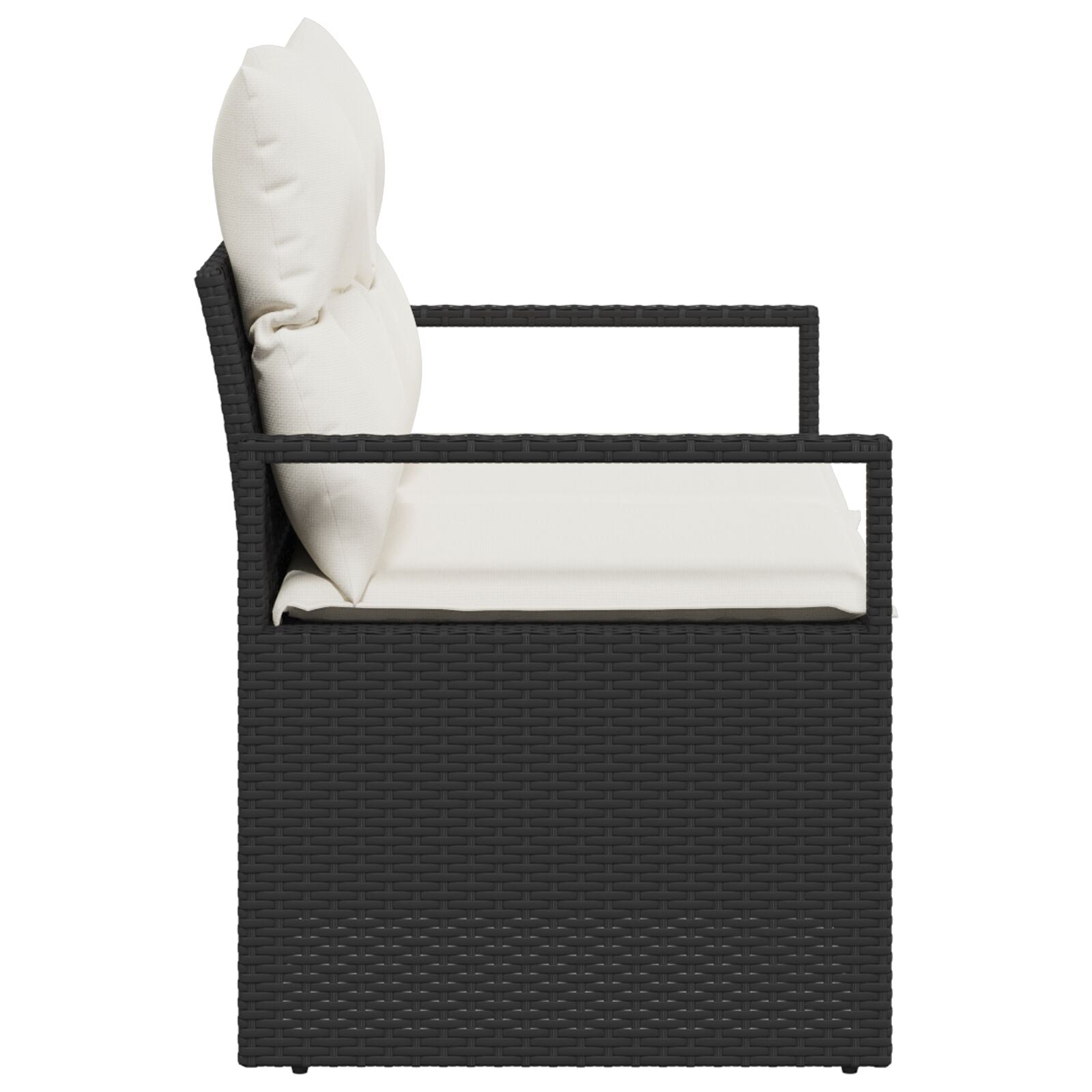 2-Zits Tuin Sofa Met Kussens Poly Rattan Zwart en crème zonder opslag
