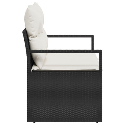 2-Zits Tuin Sofa Met Kussens Poly Rattan Zwart en crème zonder opslag