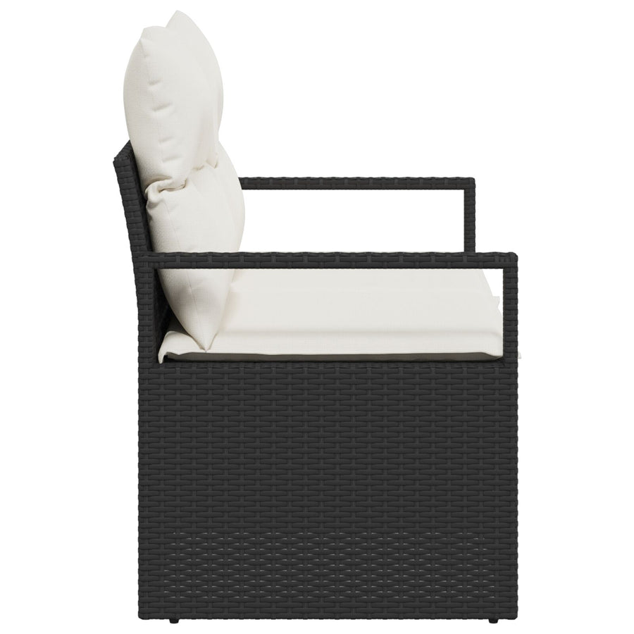 2-Zits Tuin Sofa Met Kussens Poly Rattan Zwart en crème zonder opslag