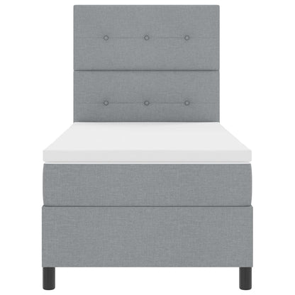 Boxspring Bed Met Matras Stoffen Lichtgrijs 90 x 200 cm Geknoopte knopen