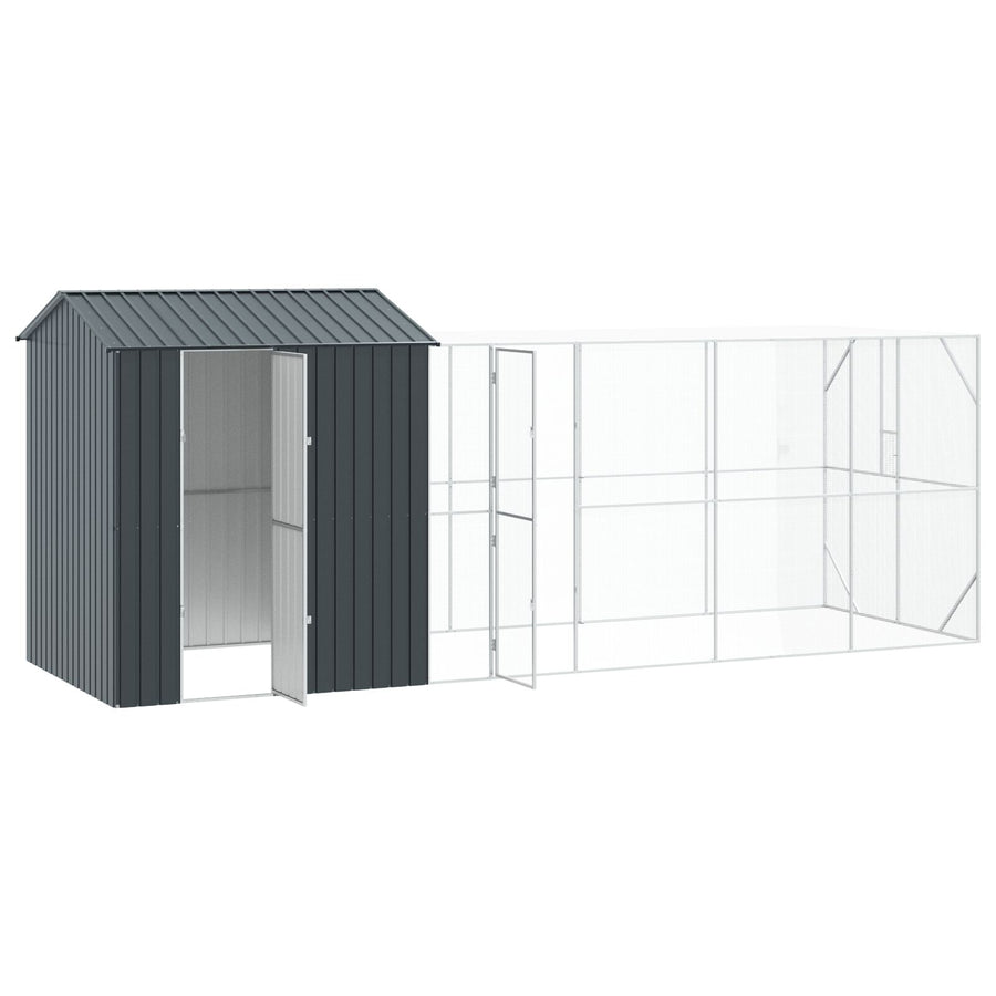 Vogelvolière Met Uitschuifmodule Anthraciet Staal 210 x 619 x 247 cm
