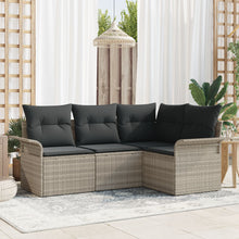 4-Delige Tuinsofa Set Met Kussens Lichtgrijs Poly Rattan