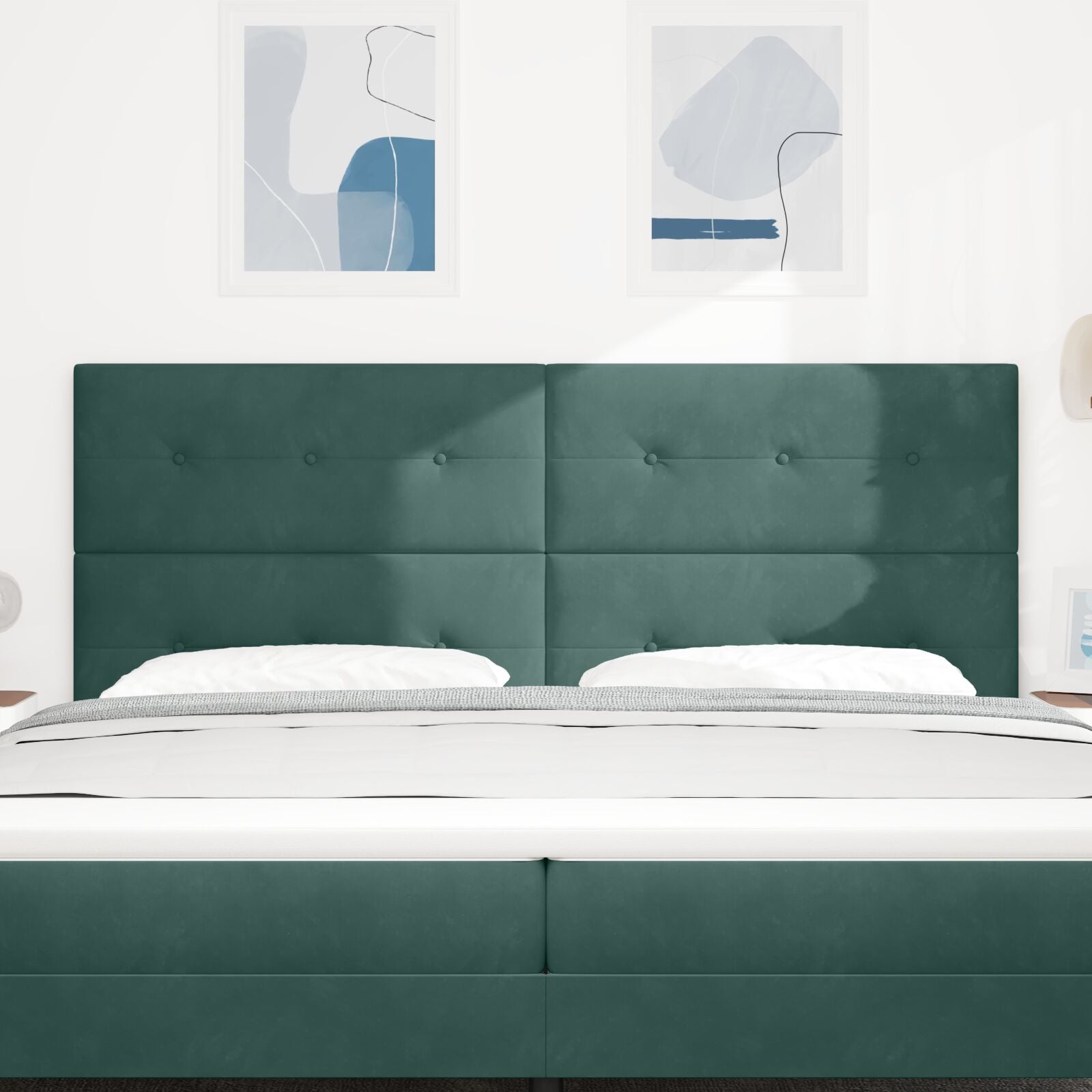 Hoofdbord Button Tufted Fluweel Donkergroen 200 cm Hoog hoofdbord
